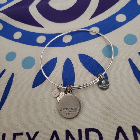 Alex and Ani Endless Knot B Bangle Bracelet Blue Epoxy Silver 79 - Picture 3 of 3